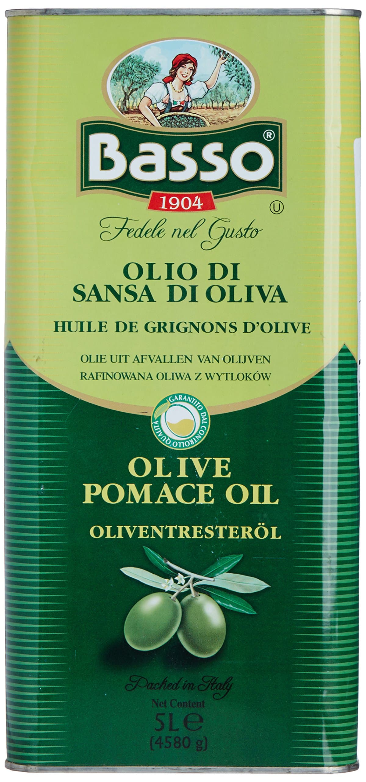 Basso 1904 Pomace Olive Oil For Cooking,5L Packed In Italy, With Goodness Of 15% Extra Virgin Olive Oil Olive Oil For All Types Of Indian Cooking