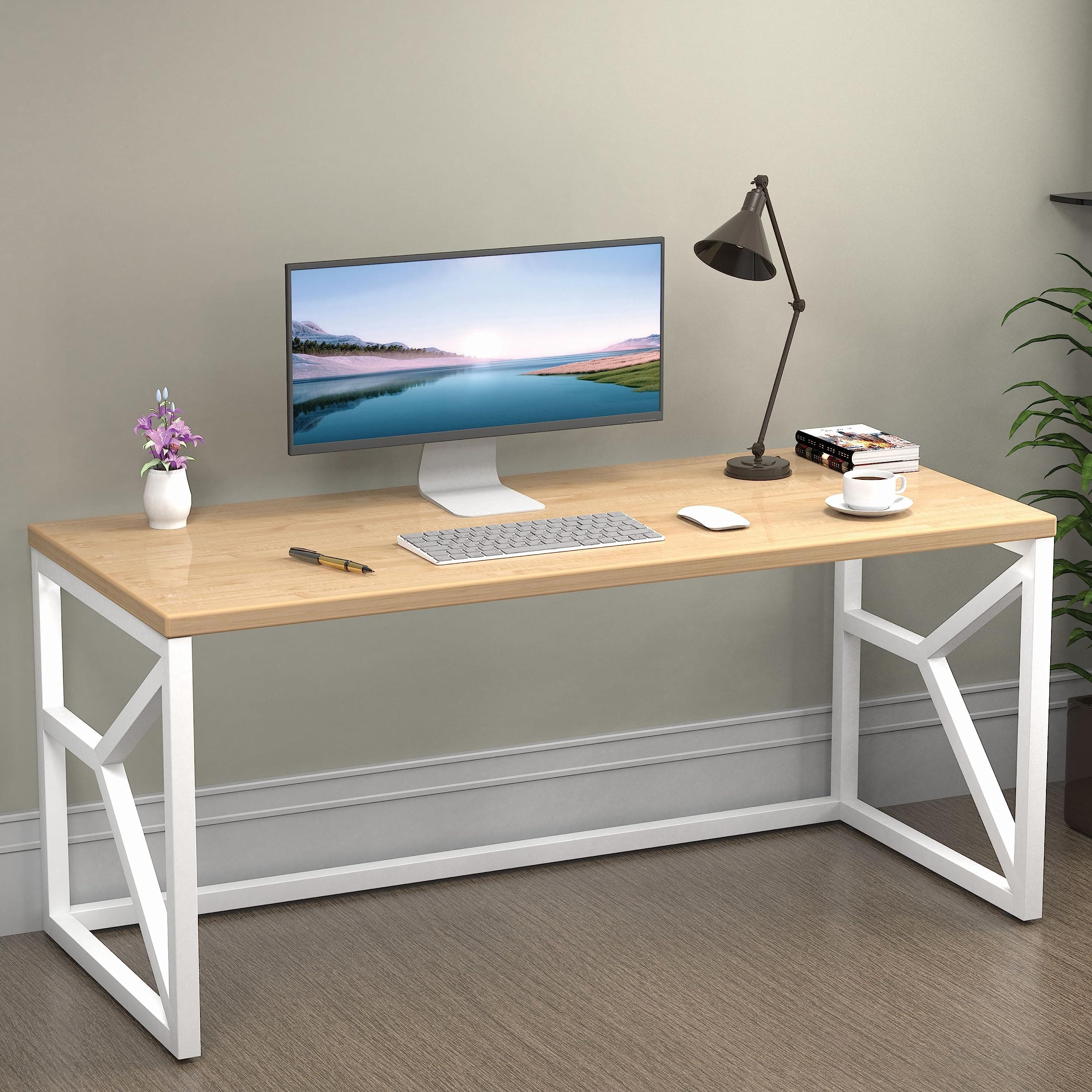 Honey Touch Duke Metal & Wood Workstation Desk | 1200mm x 600mm Top Size | 122 x 61 x 73 cm (L x W x H) | Modern Computer Table for Home Office & Work from Home | Heavy Duty Study Desk