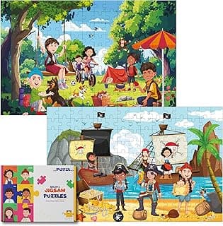 Set of 2 Adventure, 150 Pieces Jigsaw Puzzles for Kids 5+ Years | Puzzle Game for 7 to 10 Year Boys & Adults | Themes – Picnic & Treasure Hunt | Fun Educational Games and Puzzles