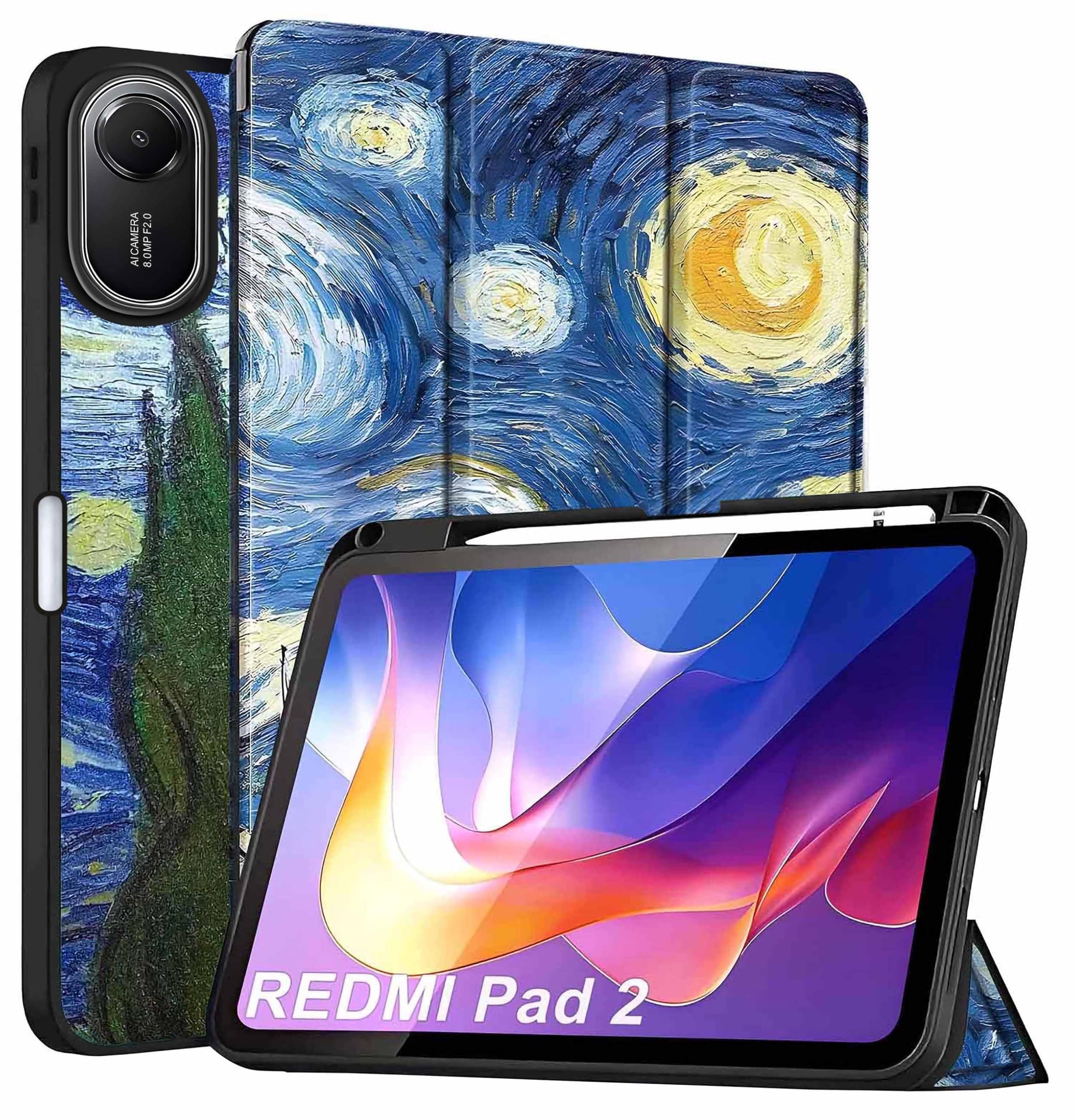 ProElite Cover for Xiaomi Redmi Pad 2 11 inch Case, Soft Flexible Flip Case Cover for Xiaomi Redmi Pad 2 11 inch with Pen Holder, Support Auto Sleep Wake, [Recoil Series] - Starry Night