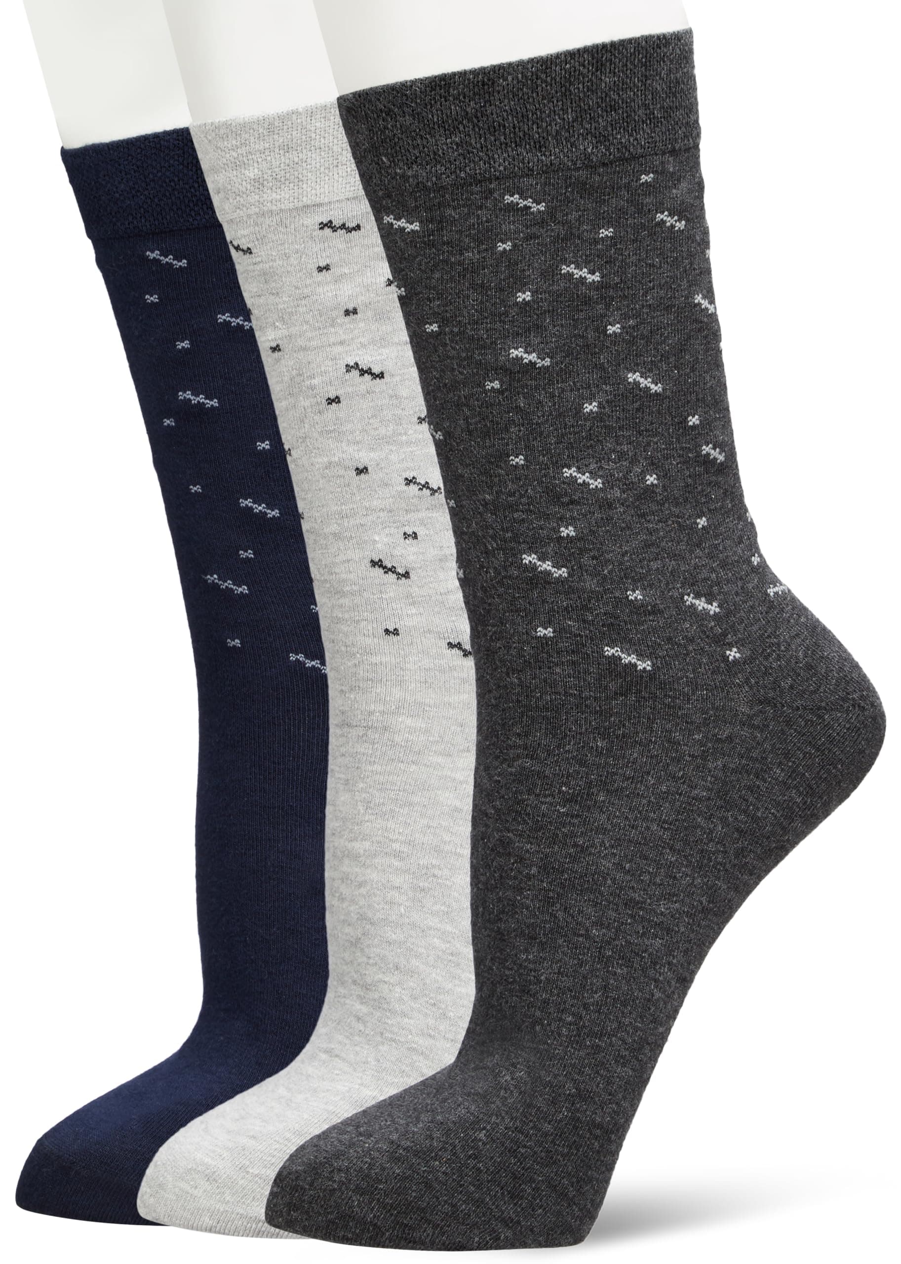 Amazon Brand - Symbol Men's Calf Length Cotton Formal/Casual Multicolored Free Size Socks (Pack of 3 Pairs)
