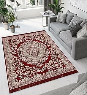 Heavy Fabric Velvet Touch Bedroom, Hall, Living Room, Drowing Room, Yoga Hall Designer Velvet Rectangle Carpet |60" Inch X 84" Inch | 5 Feet X 7 Feet I 150 Cm X 210 Cm (Maroon)