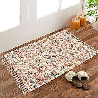 HOMADORN Handmade Sustainable Printed Modern Dhurrie/Rugs/Carpet upcycled from Scrap Fabric for Living Room/Bedside Runner for Enhanced Decor (2x3 feet)