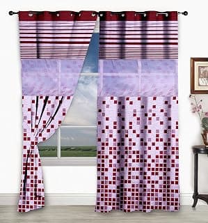 Story@Home Classic Jacquard Grommet Premium Window Curtains 5 feet for Living Room Bedroom Kitchen, (60"X46"), Red