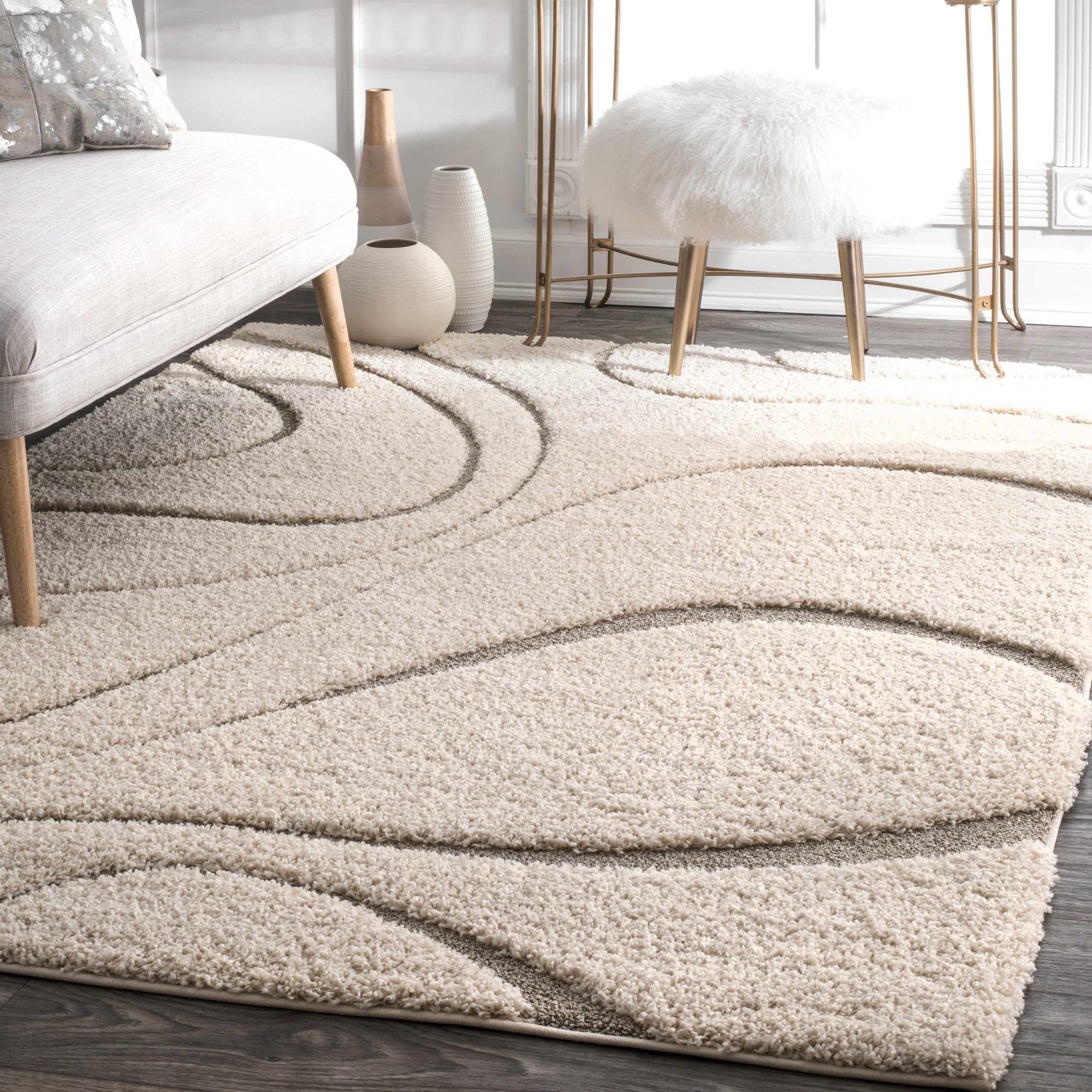 Tauhid Carpet Handmade Super Soft Shag Carpet Rug Microfiber Area Carpet Rug for Living Room, Bedroom, Home Décor 4x6 Feet Cream Beige.