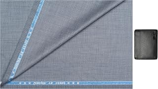 Raymond 0-Degree Men's Poly-Viscose Unstitched Trouser Fabric and Wallet- Medium Bluish Grey 1.3 Meters