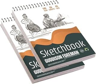 Sketchbook A5 | 50 Sheet 100 Pages | 140GSM | Pack of 2 | Durable Acid Free Drawing Paper |Top Spiral-Bound Sketchpad for Artists Kids & Professionals for Marker Colored Pencil Charcoal