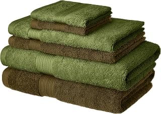 Amazon Brand - Solimo 100% Cotton 6 Piece Towel Set, 500 GSM (Sepia Brown and Olive Green)