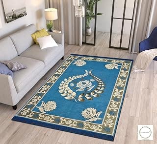 Chenille Carpet/Velvet Touch Runner/Carpet for Living Room, Bedroom,Yoga Hall, 5 ft x 7 ft, Sky Blue Color