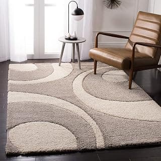 Super Ultra Soft Shaggy | Handcrafted Design | Silk Touch Feel | Living Room Bedroom Decor | Cotton Blend |Beige |Feet-10/12