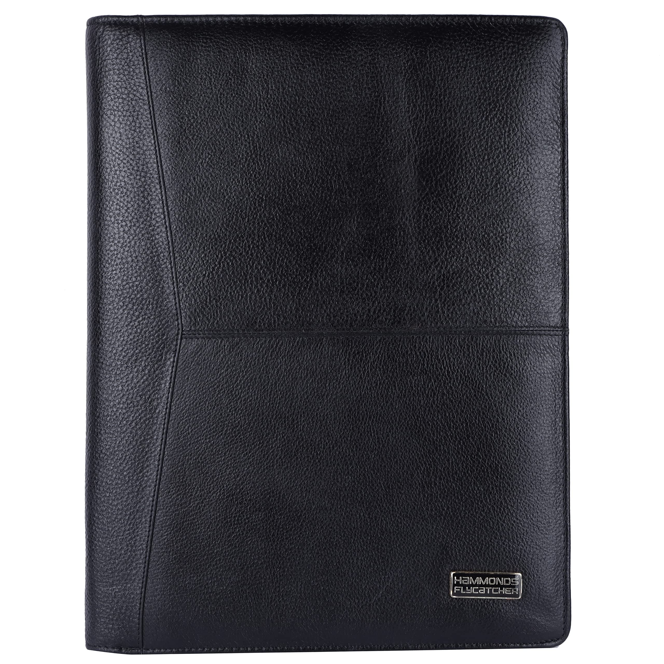 HAMMONDS FLYCATCHER Genuine Leather File Folder, Document Organizer File with Zipper Closure, Premium File Holder for Documents, Business & Office Document File Folder, 6-Month Warranty - Black