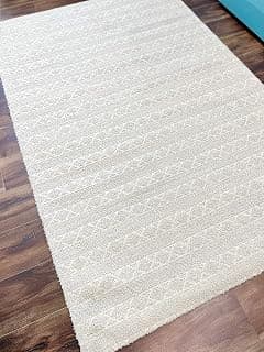 Award Velvet Soft Cotton Fabric Designer Rectangular Carpet, Medium, 4Ft X 6Ft, Off-White
