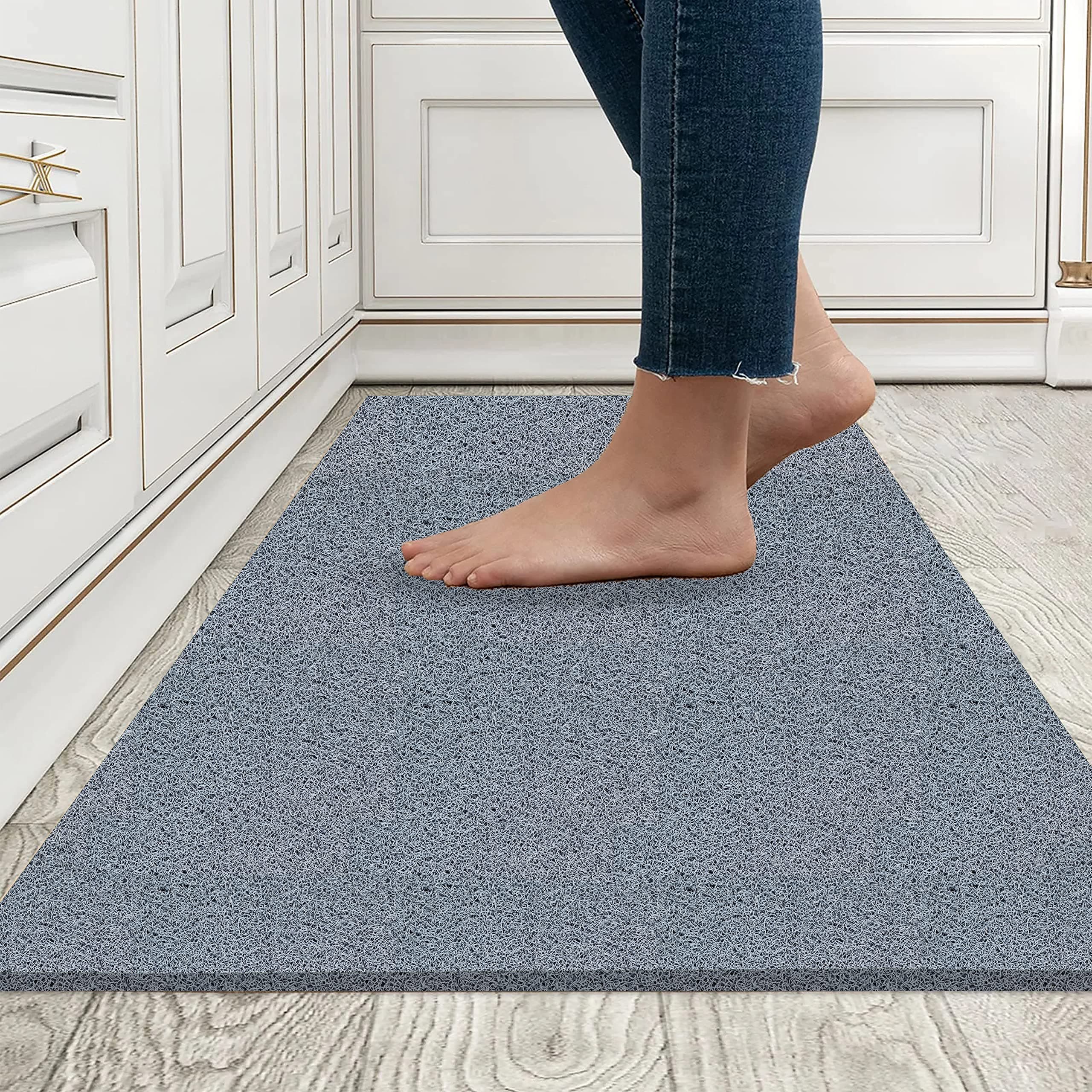 Motella Noodle Door Mat | Heavy Duty Anti-Slip Washable Floor Mat for Home, Bathroom, Kitchen & Entrance | Size: 2x4ft | Color: Plain Grey