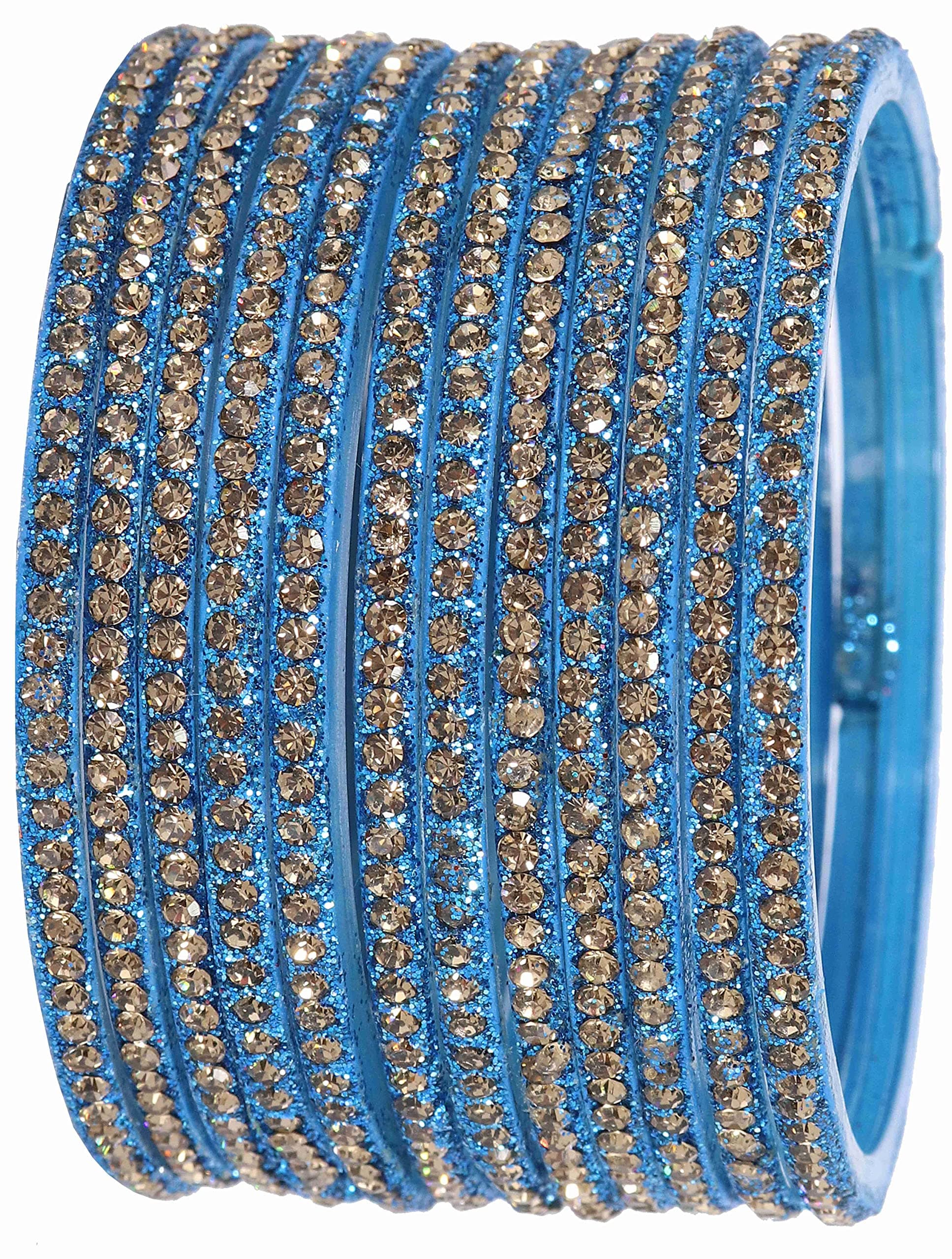 NMII Glass with Zircon Gemstone and Beads Studdded Glossy Finished Traditional Bangle Set For Women and Girls