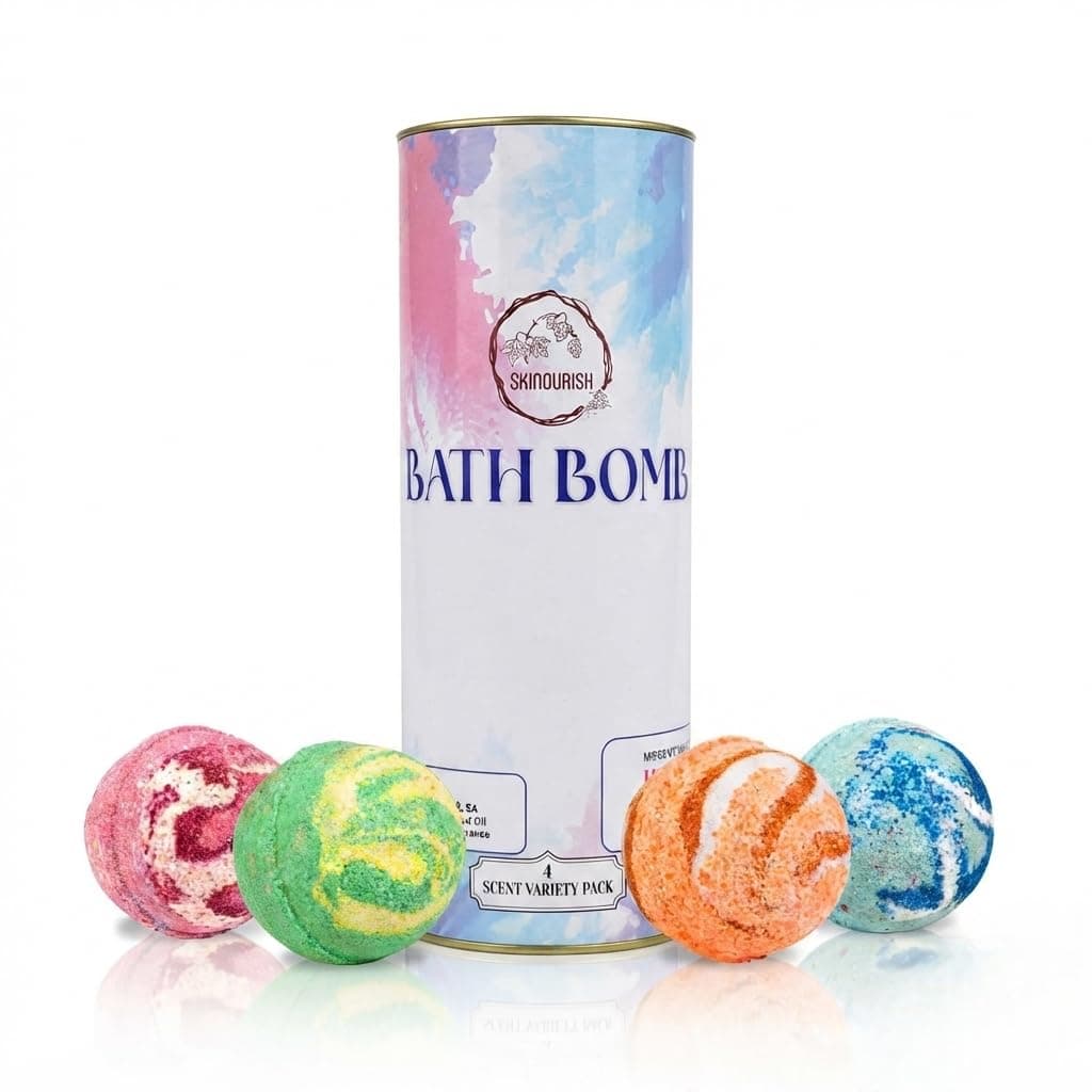 Home Boutique Bath Bomb Gift Set – 4 Scent Variety Pack | Handmade Bath Bombs with Essential Oils | Moisturizing Bath Fizzies for Women & Men | Spa Relaxation, Bubble Bath, Skin Softening | Birthday, Anniversary & Self Care Gift