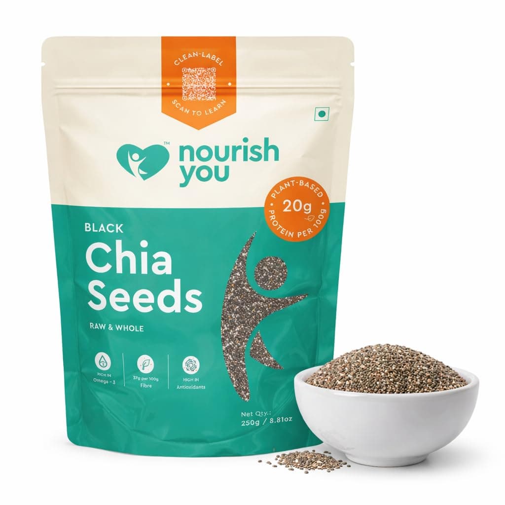 Nourish You Raw & Whole Chia Seeds 250g | Dirt & Stone free | Gluten Free | Source of Calcium, Protein , Dietary Fibre & Antioxidant | Rich with Omega 3 & Zinc | Premium superfoods | Pack of 1 | Supports Weight Management