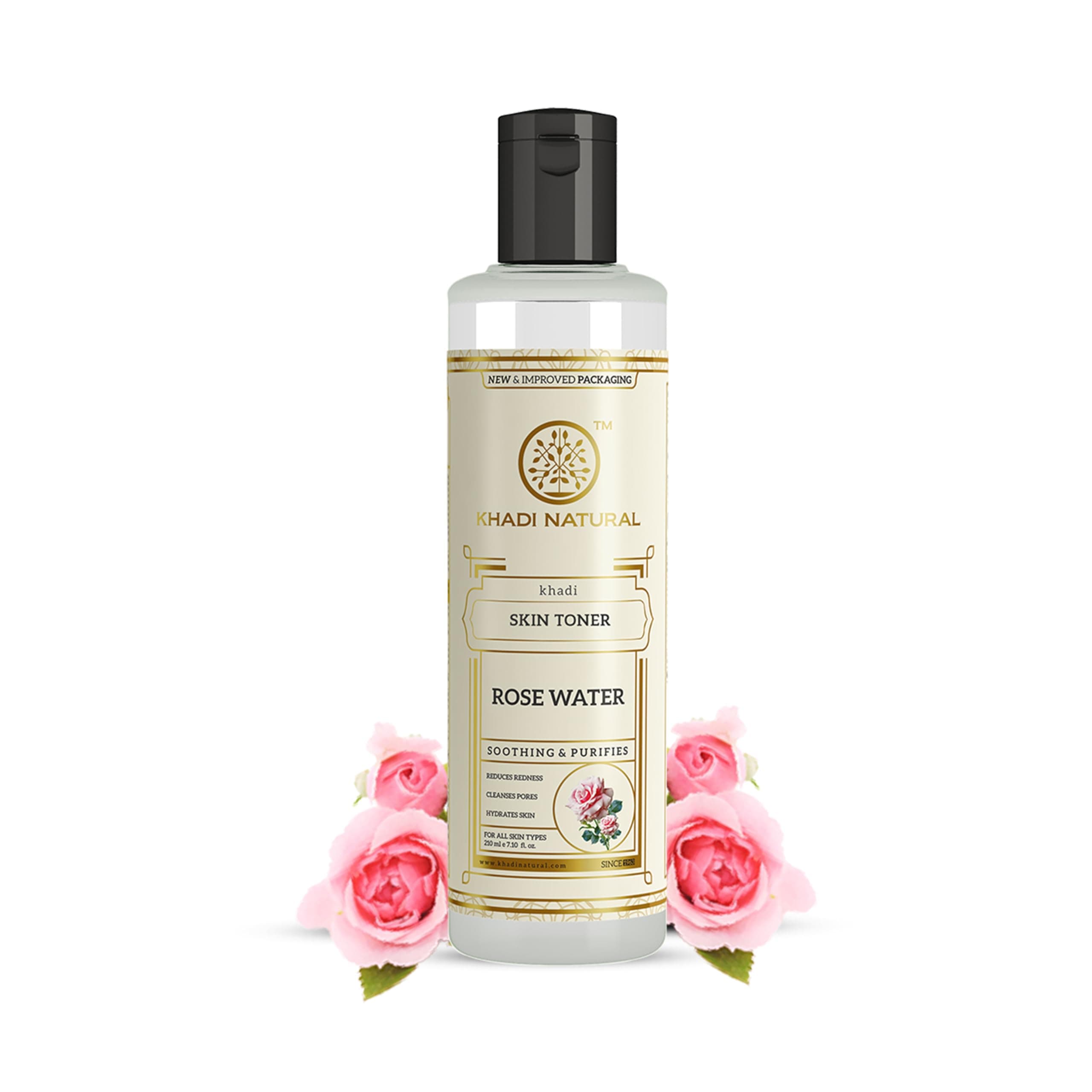 Khadi Natural Rose Water Skin Toner | Herbal Facial Toner for Refreshing Skin Care | Helps Maintain Skin Hydration & Tighten Pores | Gentle Daily Skin Care Formula | Suitable for Men & Women | All Skin Types | 210ml