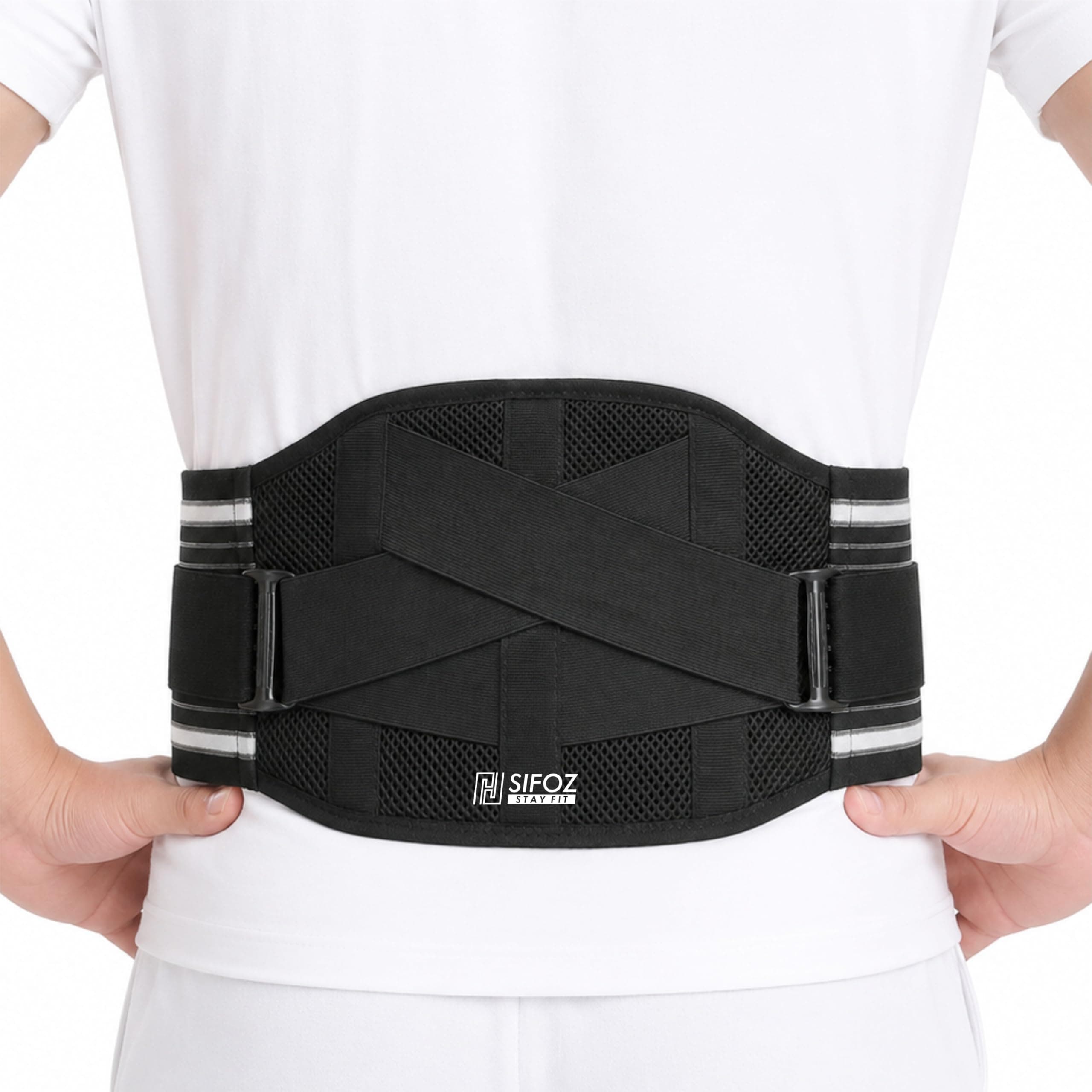 SIFOZ Free Size Lightweight Lumbar Support Belt for Men & Women with Breathable Air Mesh Fabric | Lower Back Pain Relief Belt with Adjustable Compression | Back Brace for Sciatica, Muscle Strain, Disc Pain & Daily Support